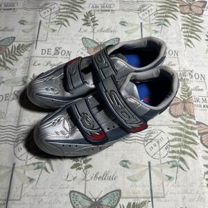 SDI Silver Cycling Shoes‎ Size 40 EU Road Bike Athletic Hook & Loop